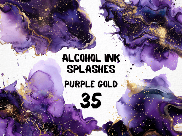 Abstract Purple Gold Color Splash 35 PNG: Creative Uses