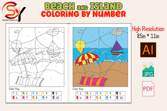 Beach and Island Color by Numbers 6: Creative Play for All Ages