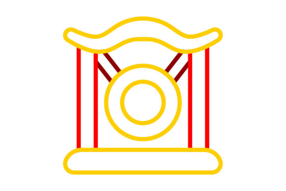 Chinese New Year Icon Gong Line Color: A Festive Design Asset for Modern Creators