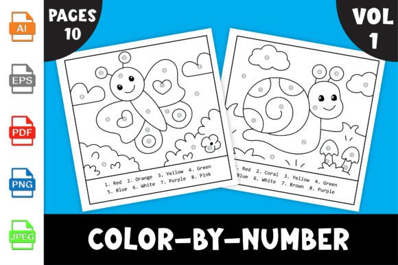 Color-by-Number Coloring Pages for Kids: Creative Design Assets
