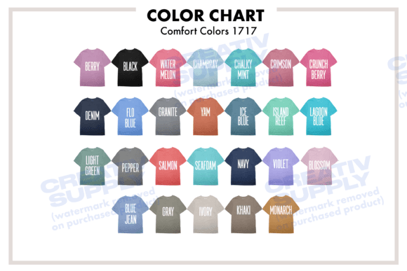 Color Chart for Comfort Colors 1717: Your Design Blueprint