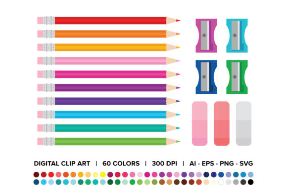Color Pencil, Sharpener, and Eraser: A Versatile Design Asset