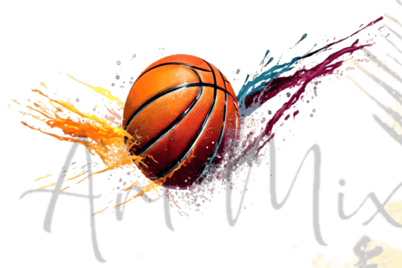 Color Splash Basketball: Energetic Graphics for Dynamic Designs