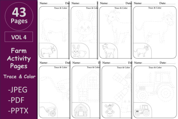 Farm Animals Activities: Trace & Color for All Ages