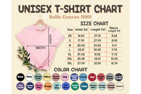 Mastering Your T-Shirt Mockups: The Ultimate Guide to the Bella Canvas 3001 Color Chart and Size Chart