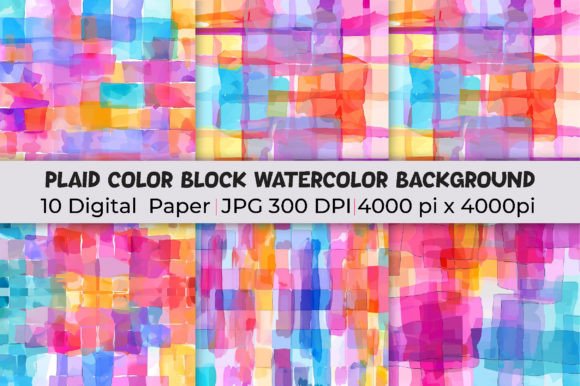 Plaid Color Block Watercolor Background: A Designer's Canvas