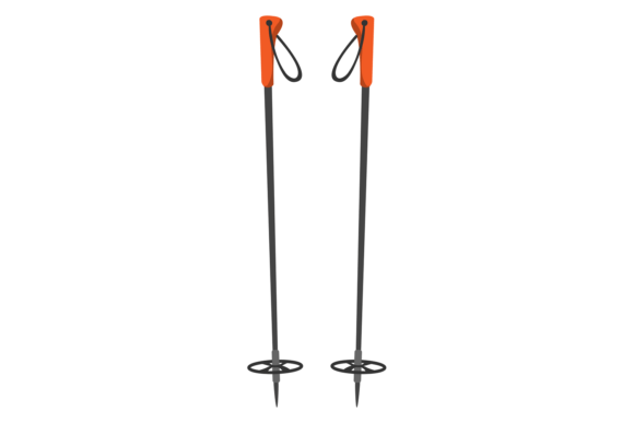 Ski Poles Icon: Snow Activity Color Symbol for Design