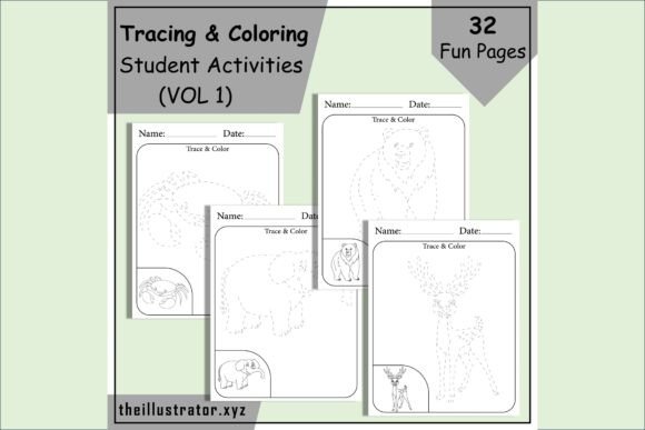 Student Activities: Trace & Color Animal Fun