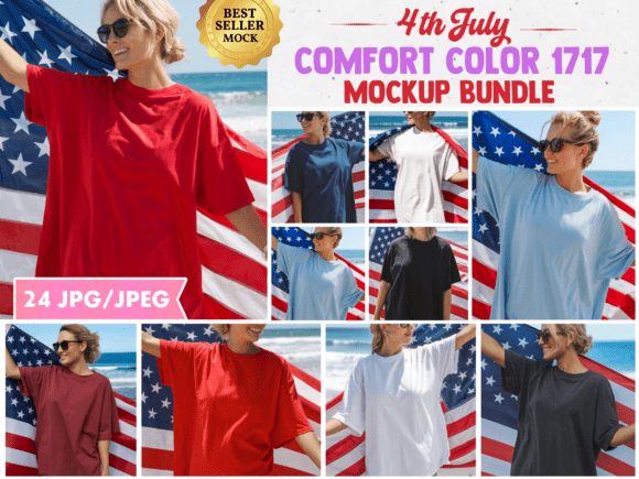 Stunning 4th July Comfort Color 1717 Mockups for Your Designs