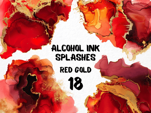 Vibrant Abstract Red Gold Color Splash 18 PNG